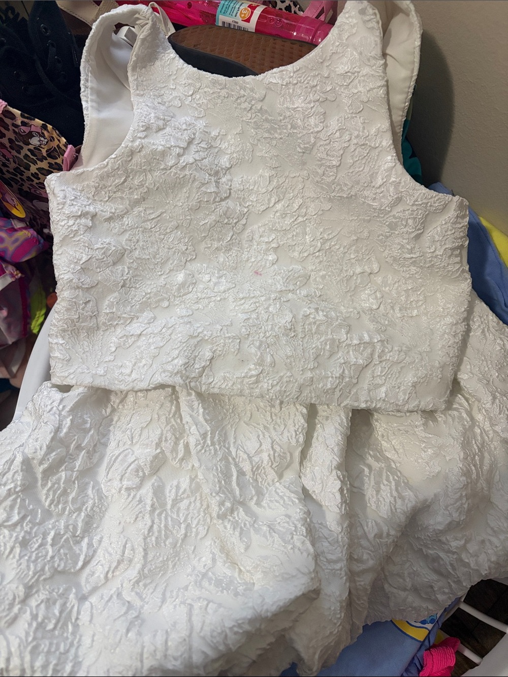 H&M White Textured Floral Fit & Flare Girls Dress